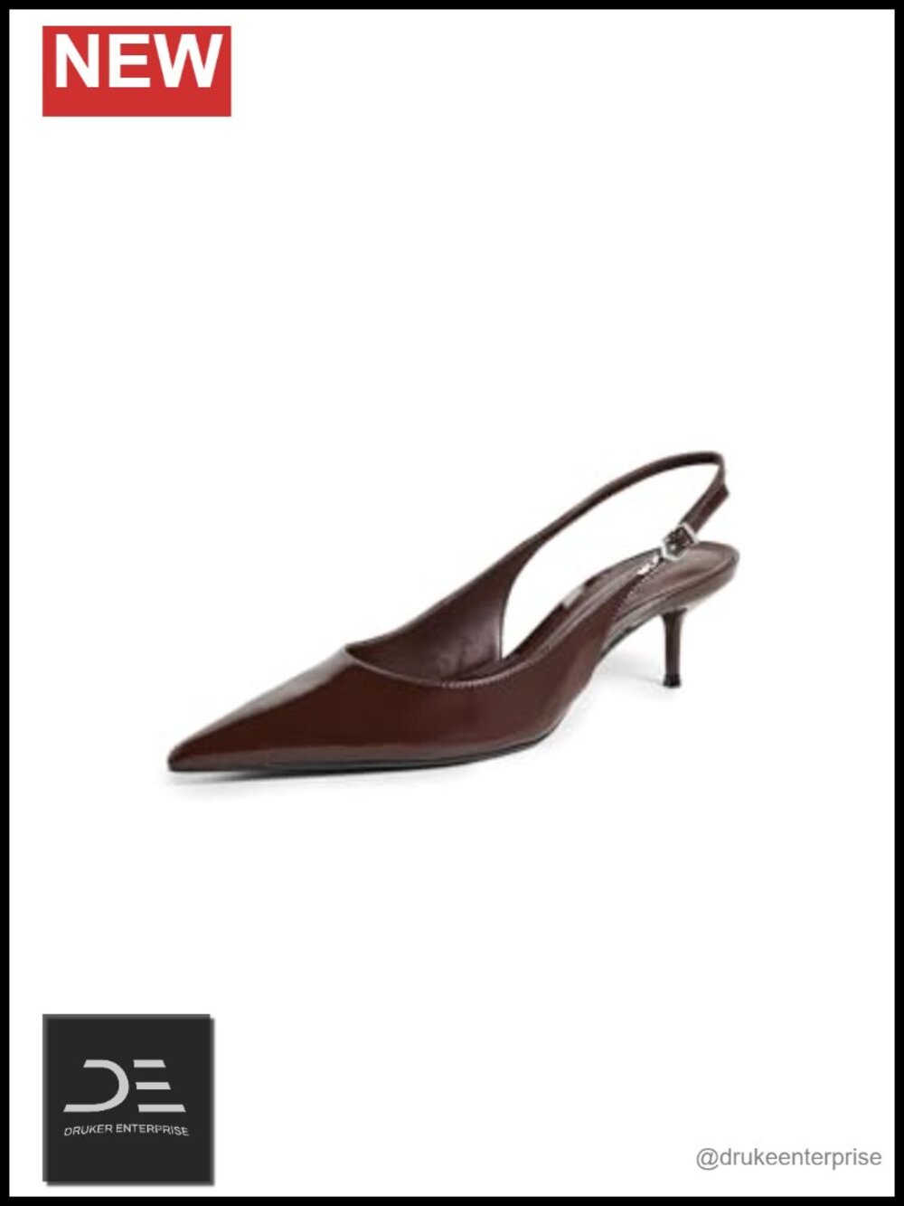 Leather Slingback Kitten Heels Pointed Toe Pumps